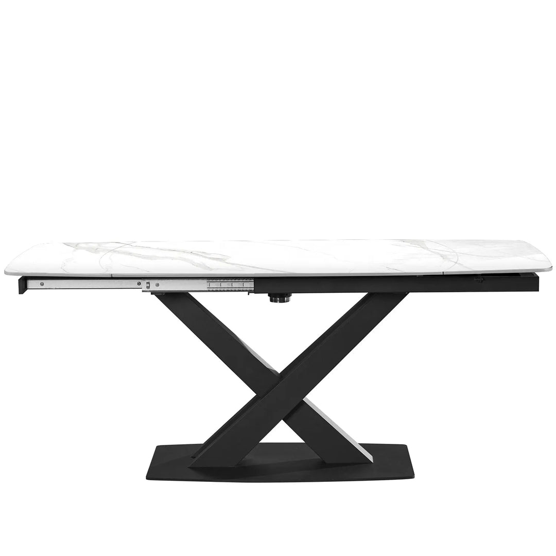 Modern extendable sintered stone dining table luvia layered structure.