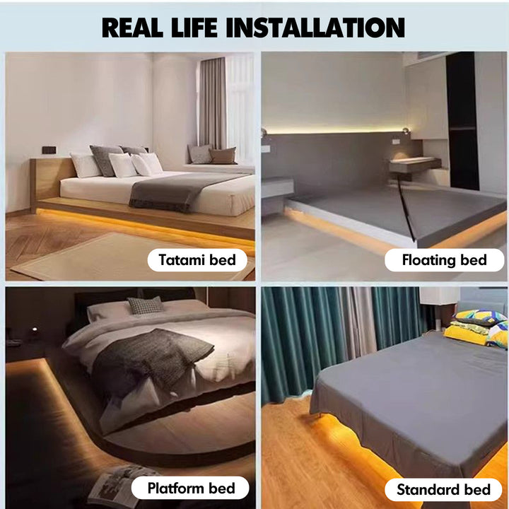 Under bed motion sensor led light strip size charts.