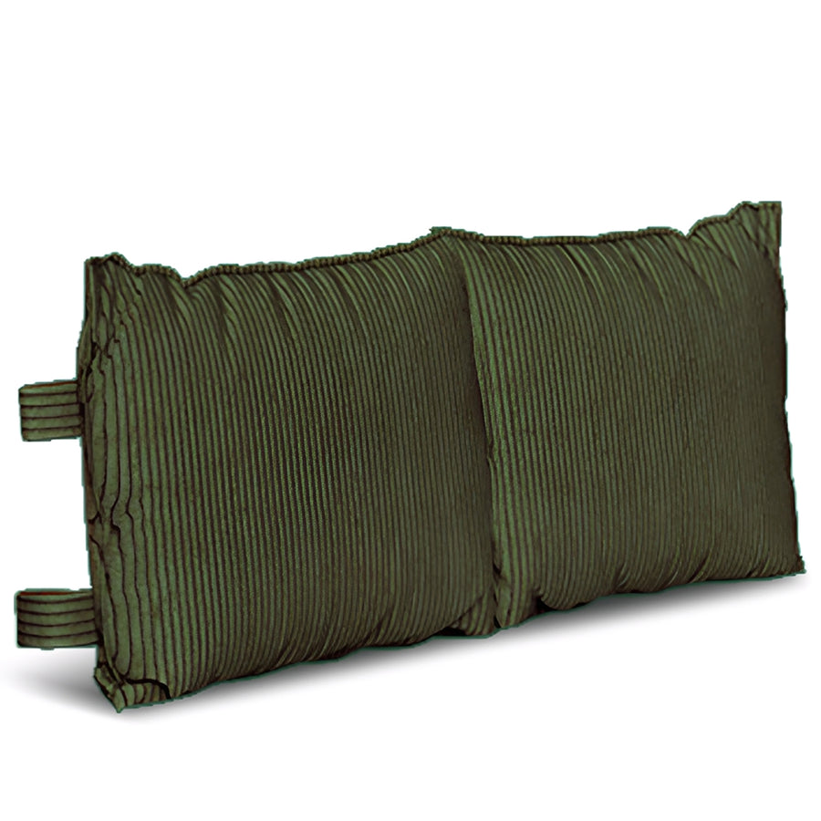 Universal corduroy velvet fabric bed head cushion in white background.