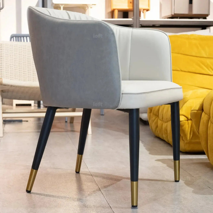 Modern fabric and leather dining chair metal man n18 conceptual design.