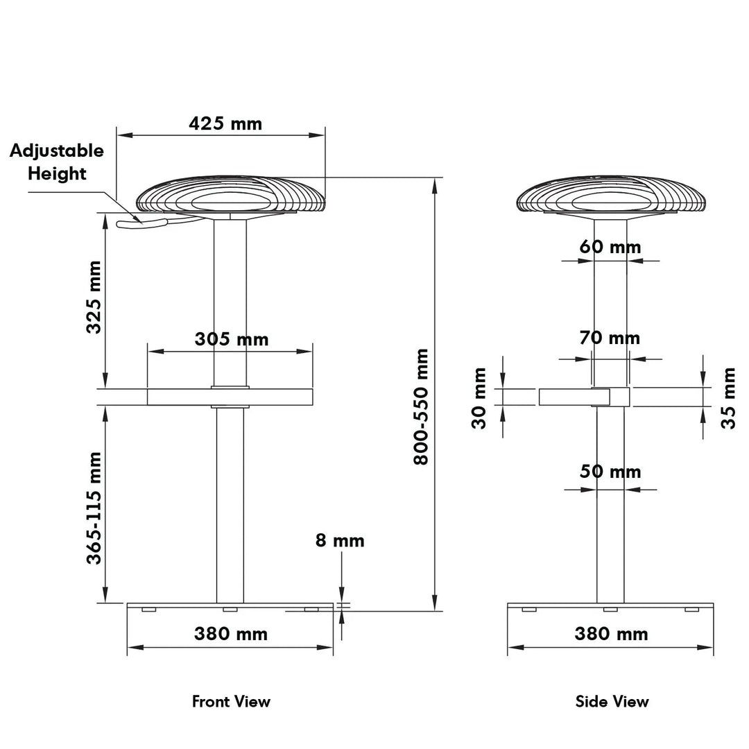 Modernfabric round bar stool shell size charts.