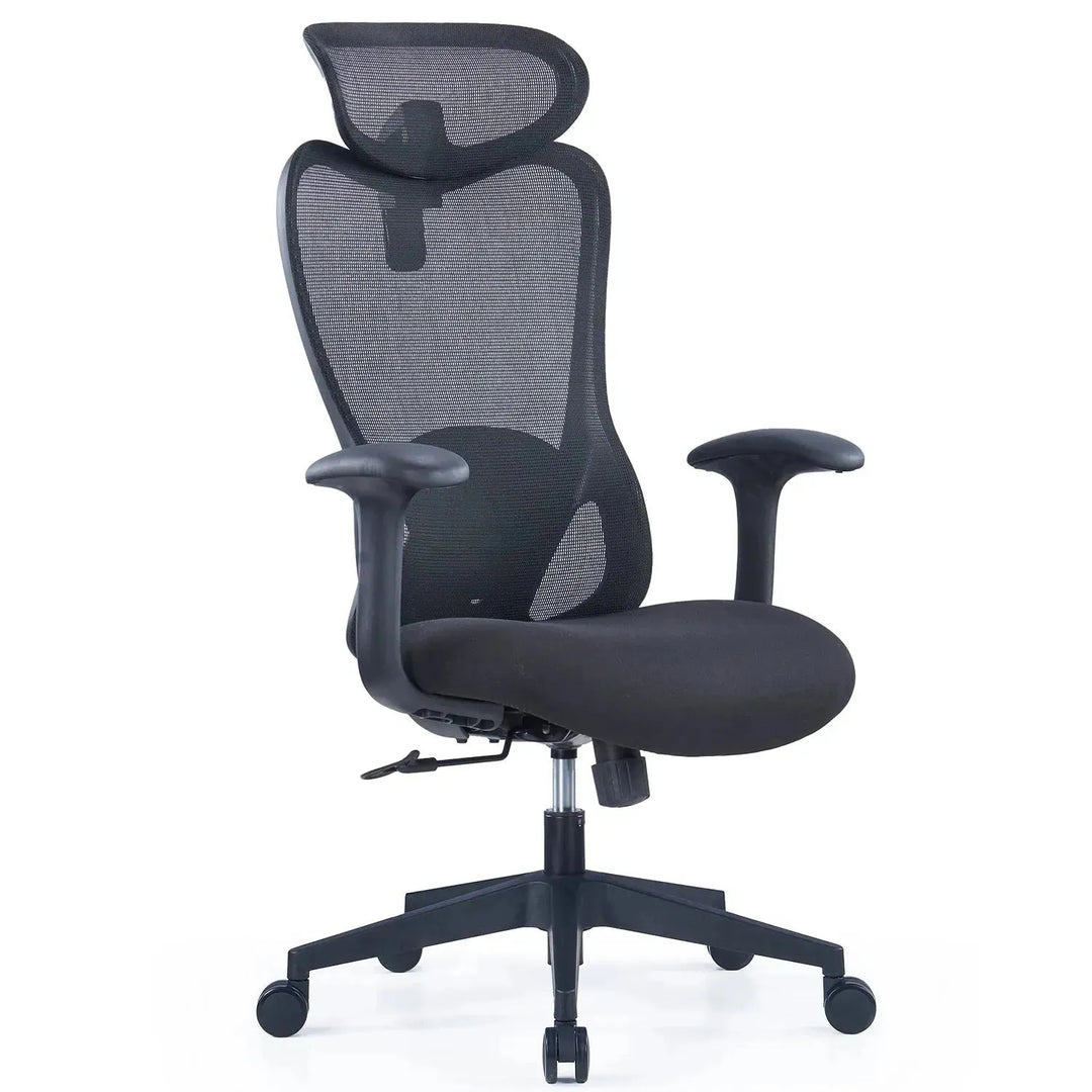 Modern mesh ergonomic office chair artique in white background.
