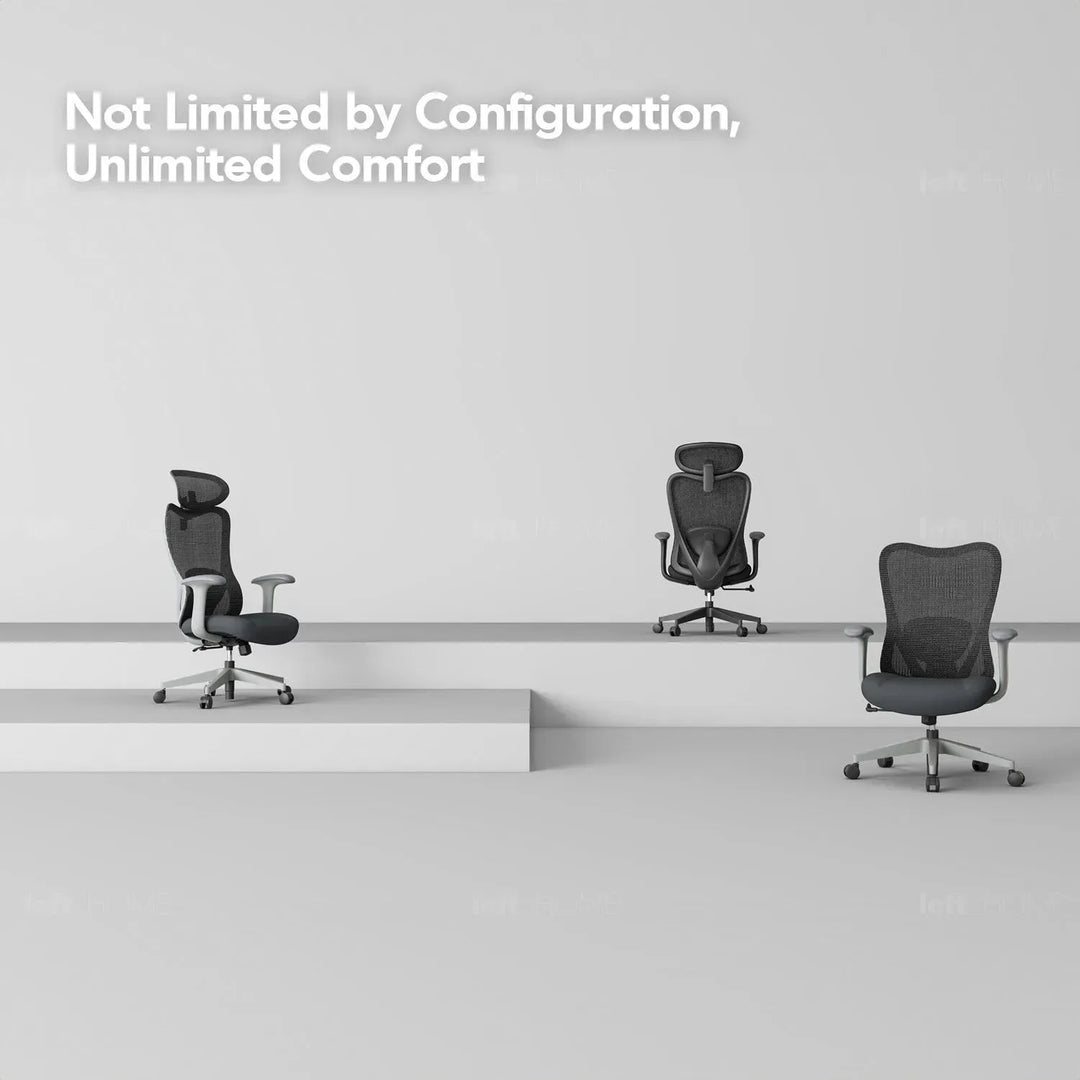 Modern mesh ergonomic office chair artique in still life.