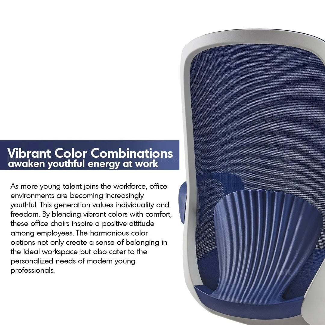 Modern mesh ergonomic office chair conch in still life.