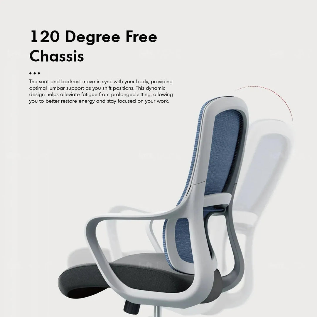 Modern mesh ergonomic office chair curve detail 1.