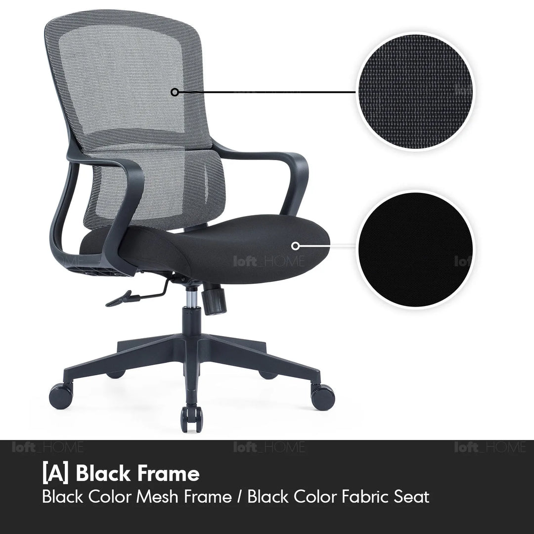 Modern mesh ergonomic office chair curve color swatches.