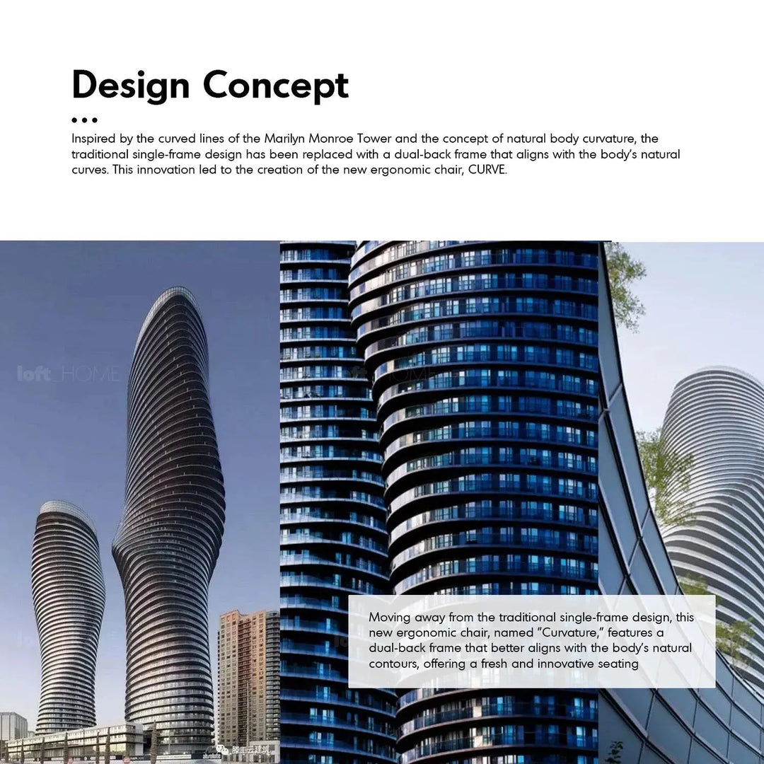 Modern mesh ergonomic office chair with headrest curve environmental situation.