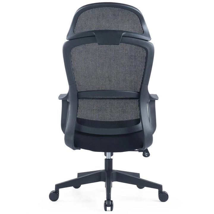 Modern mesh ergonomic office chair with headrest curve detail 11.