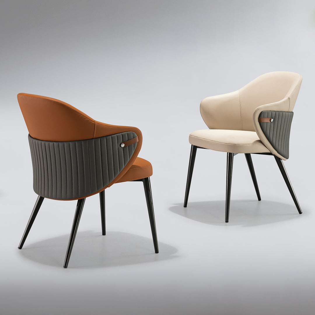 Modern microfiber leather dining chair dual primary product view.