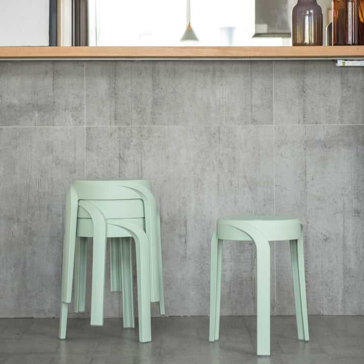 Modern plastic stackable dining stool 4pcs set whirl situational feels.