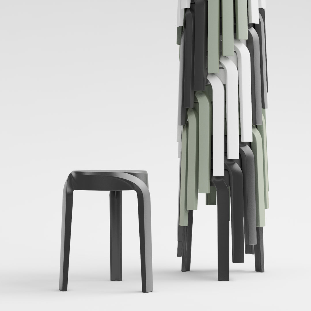 Modern plastic stackable dining stool 4pcs set whirl primary product view.