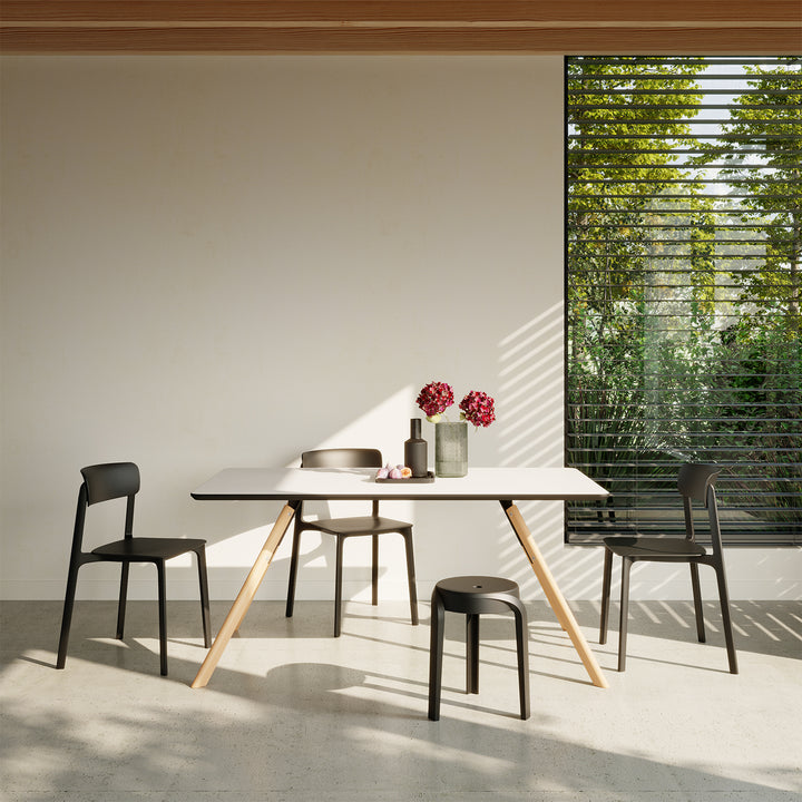 Modern plastic stackable dining stool 4pcs set whirl detail 5.