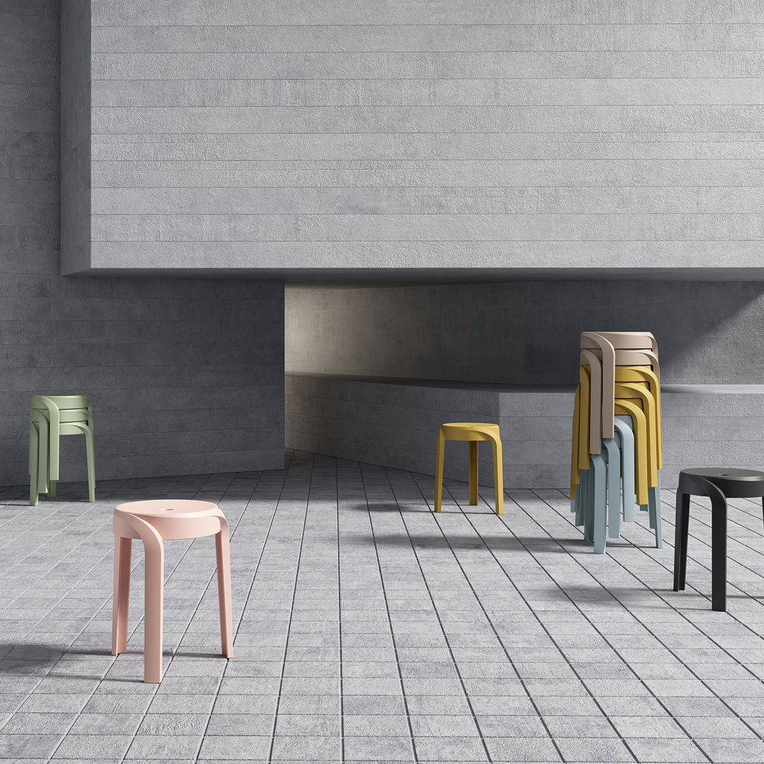 Modern plastic stackable dining stool 4pcs set whirl detail 6.