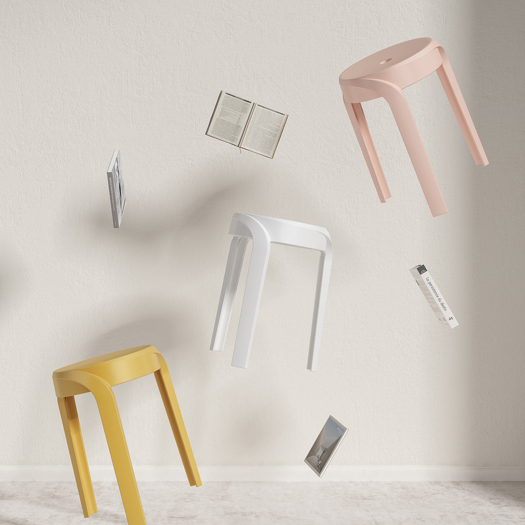 Modern plastic stackable dining stool 4pcs set whirl detail 7.