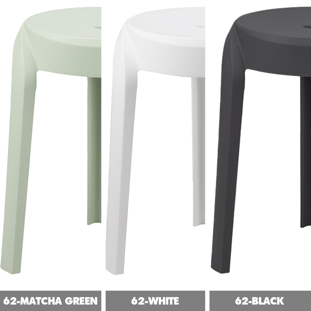 Modern plastic stackable dining stool 4pcs set whirl color swatches.