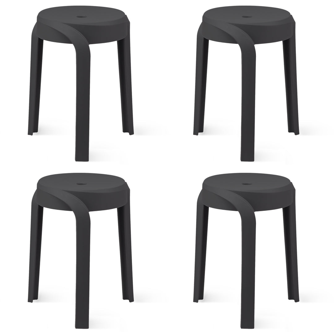 Modern plastic stackable dining stool 4pcs set whirl detail 16.
