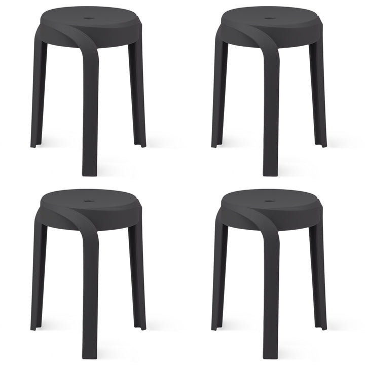 Modern plastic stackable dining stool 4pcs set whirl detail 16.