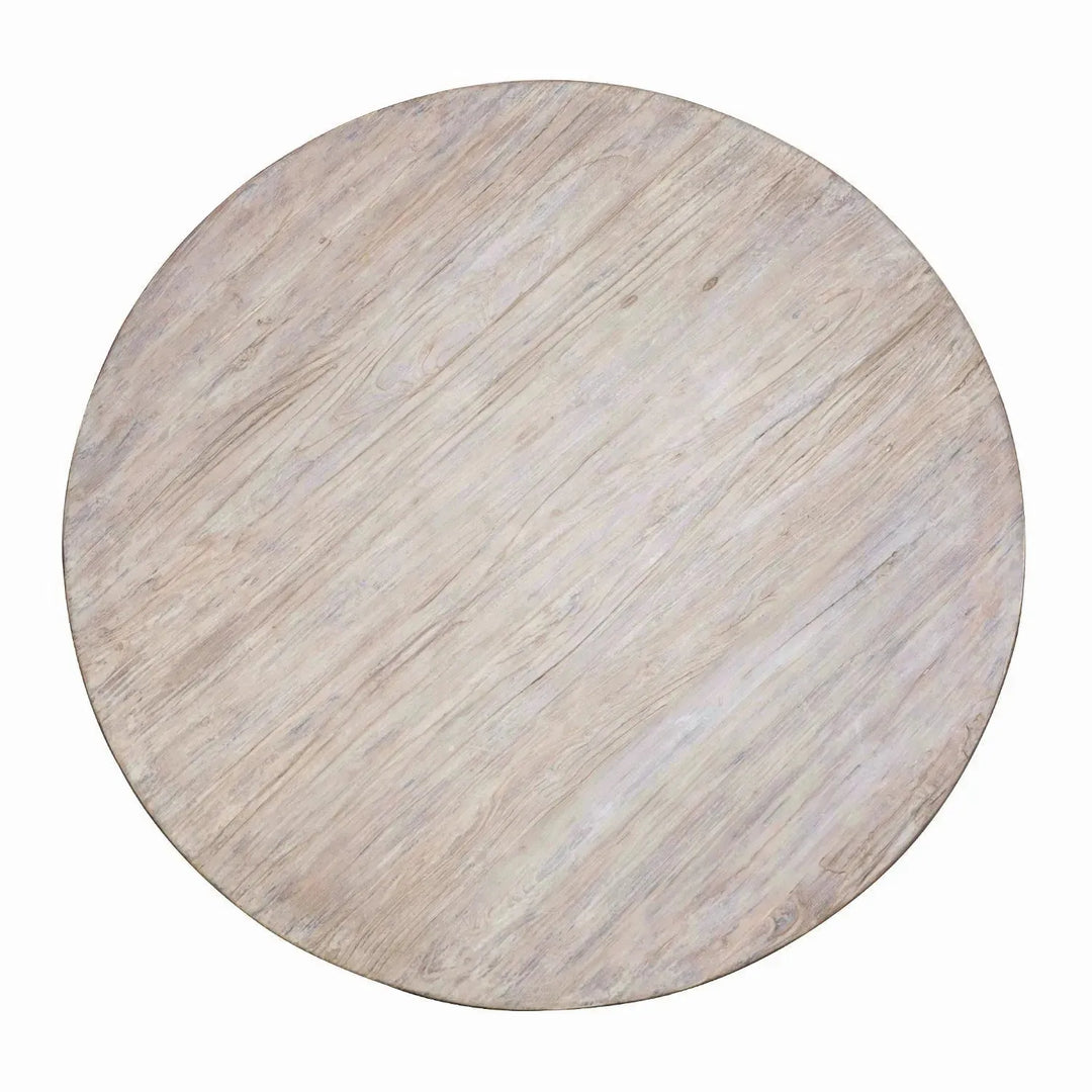 Rustic pine wood round dining table willow with context.