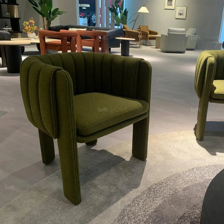 Modern faux cashmere fabric dining chair cactus in panoramic view.