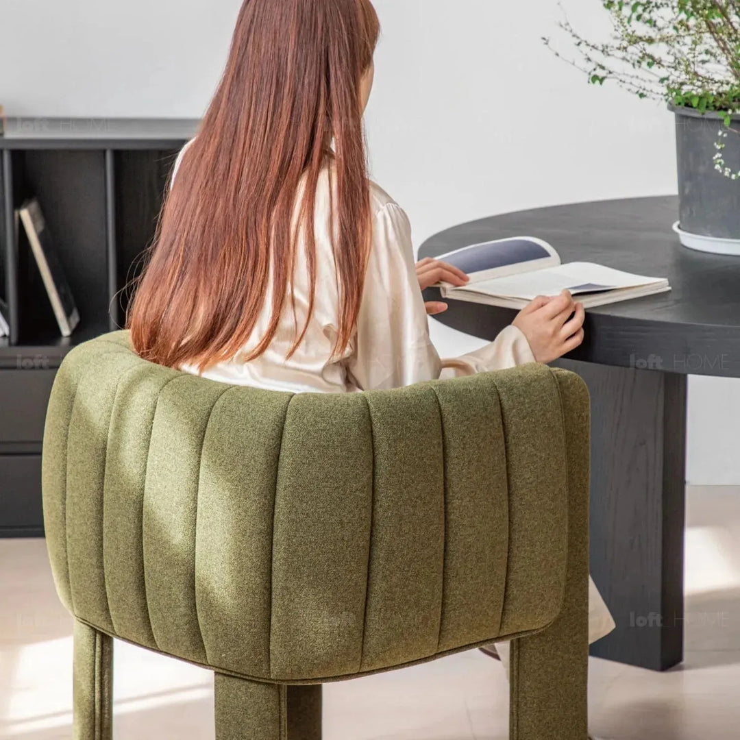 Modern faux cashmere fabric dining chair cactus detail 3.