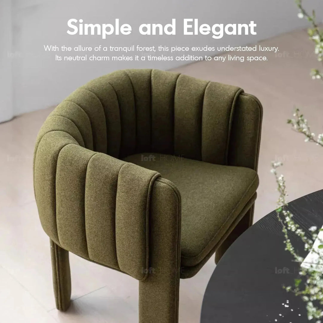 Modern faux cashmere fabric dining chair cactus color swatches.