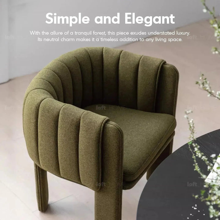 Modern faux cashmere fabric dining chair cactus color swatches.