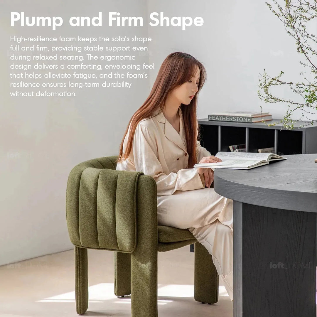 Modern faux cashmere fabric dining chair cactus in real life style.