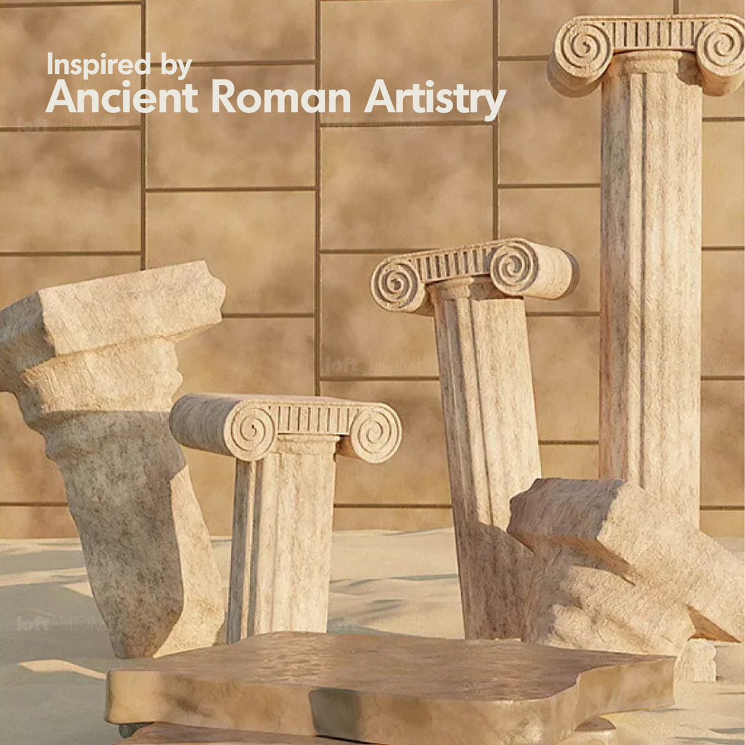 Vintage boxwood sintered stone dining table roma in panoramic view.