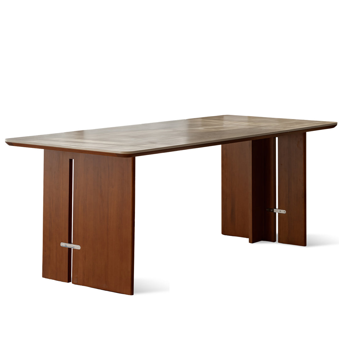 Vintage boxwood sintered stone dining table roma in white background.