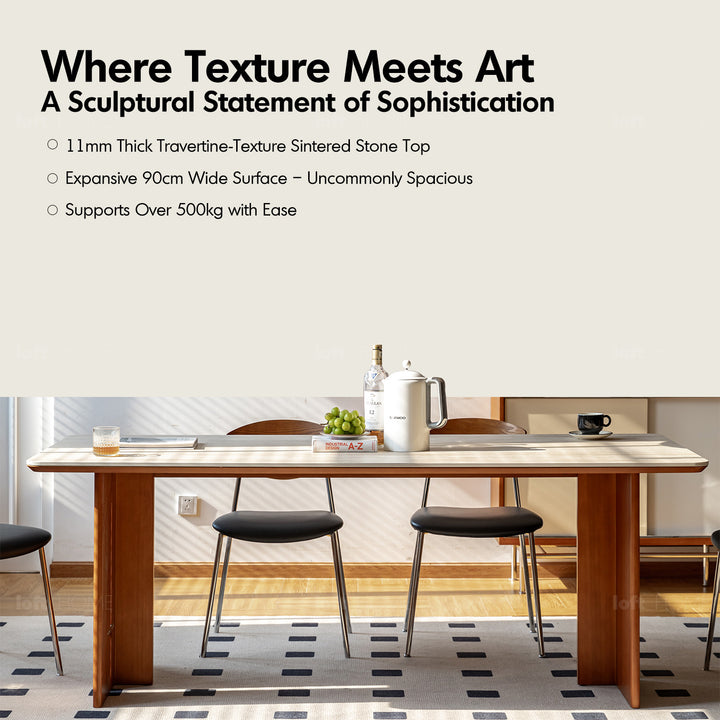 Vintage boxwood sintered stone dining table roma in real life style.