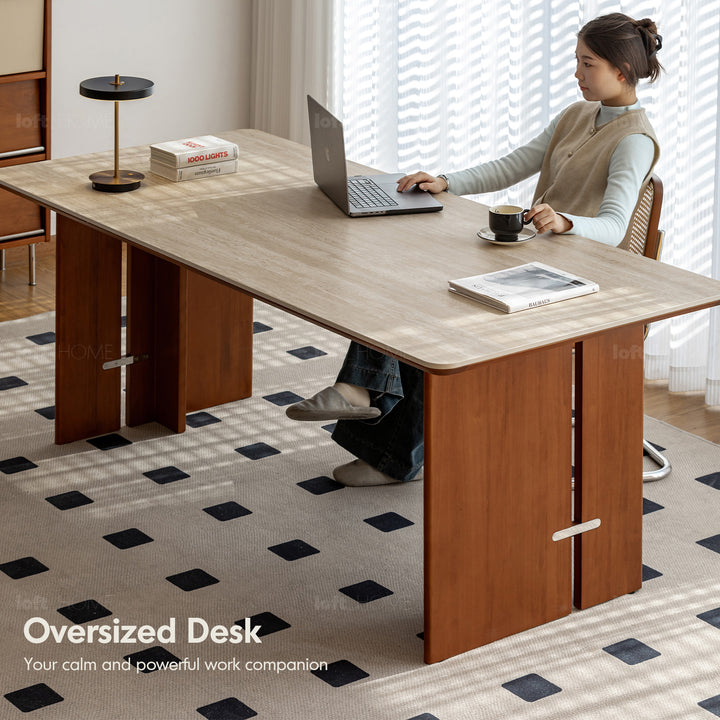 Vintage boxwood sintered stone dining table roma in close up details.