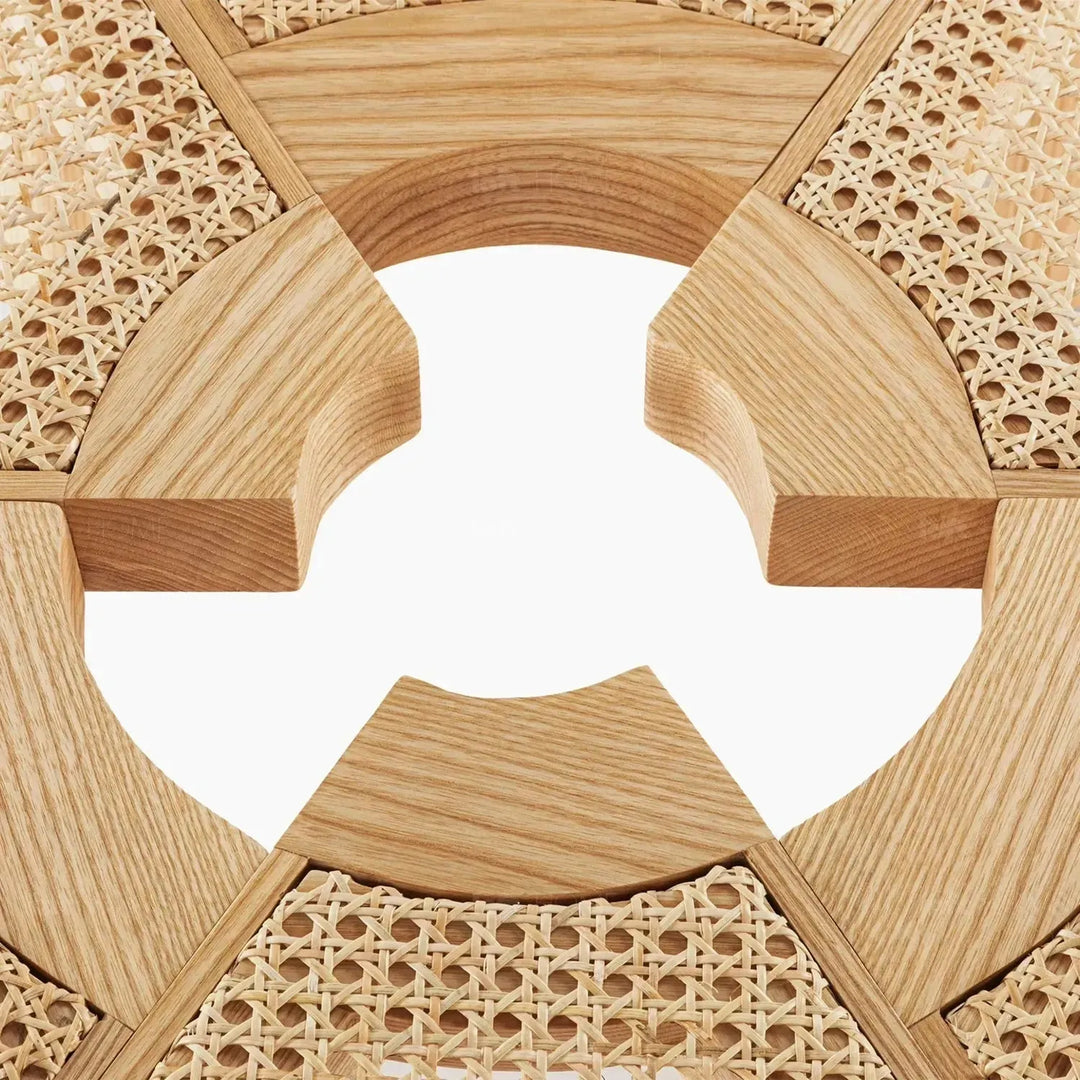 Scandinavian rattan coffee table rio in close up details.