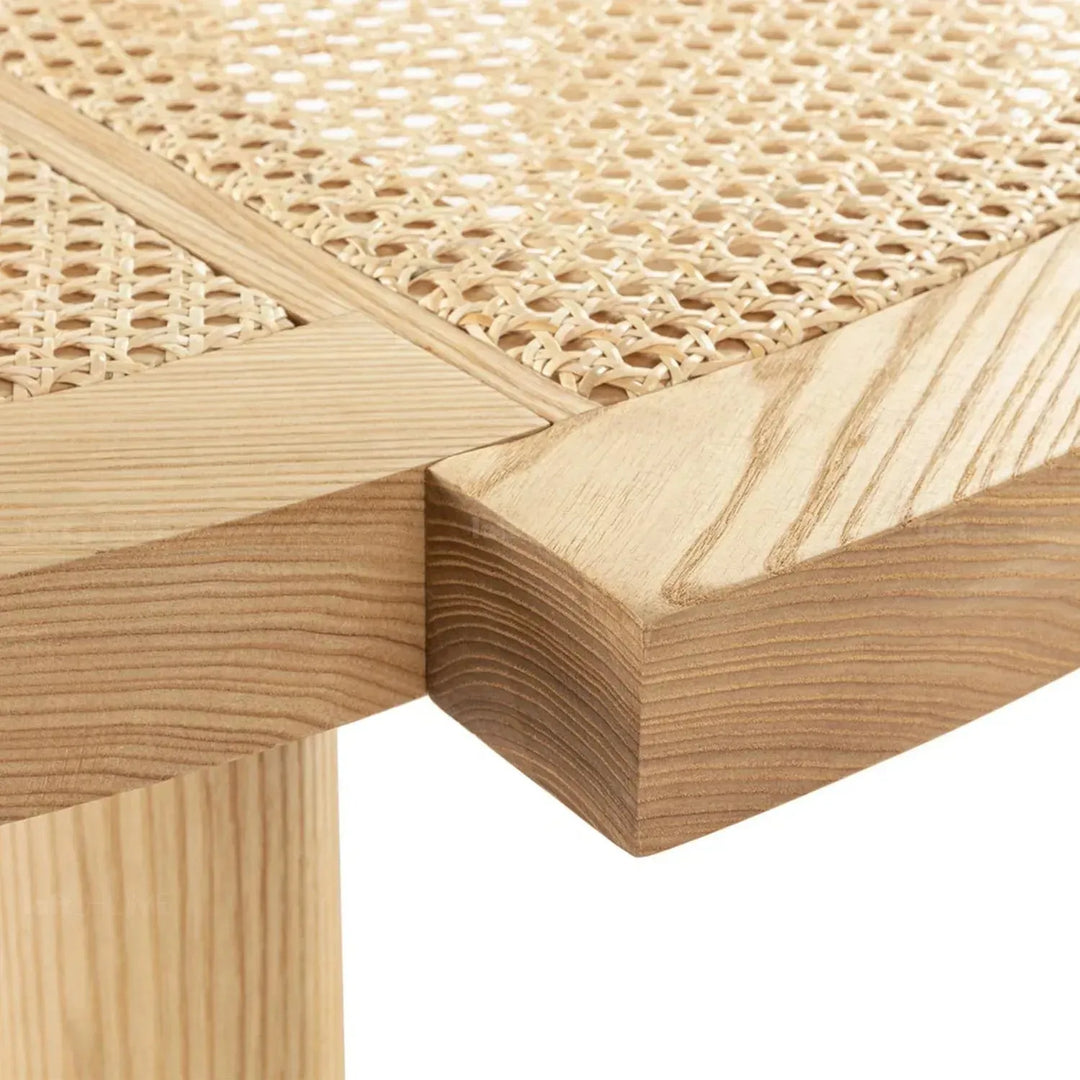 Scandinavian rattan coffee table rio in panoramic view.