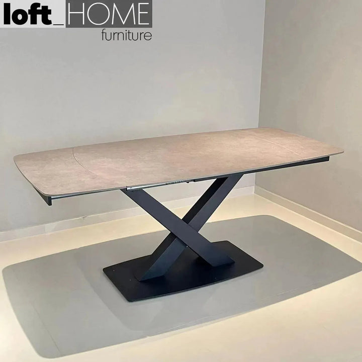 Modern extendable sintered stone dining table luvia in still life.