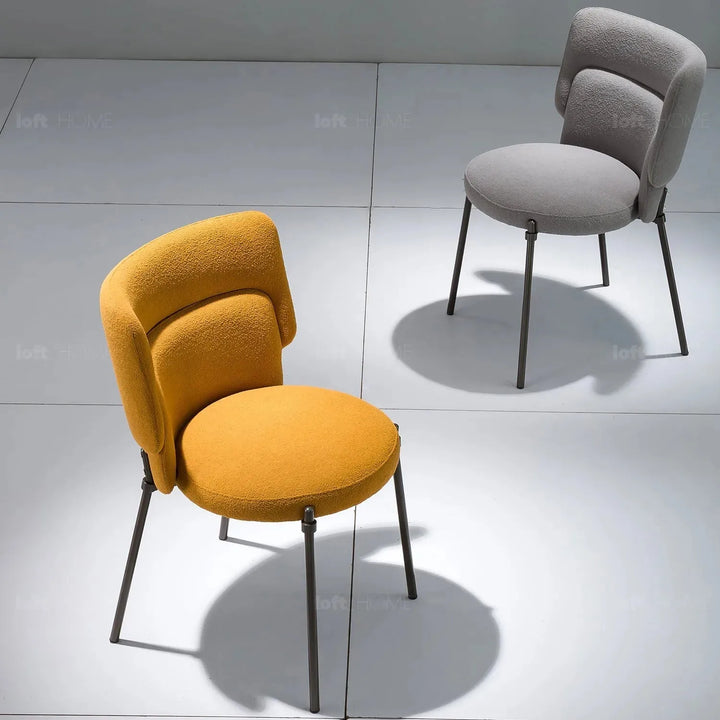 Modern fabric dining chair cloud in still life.