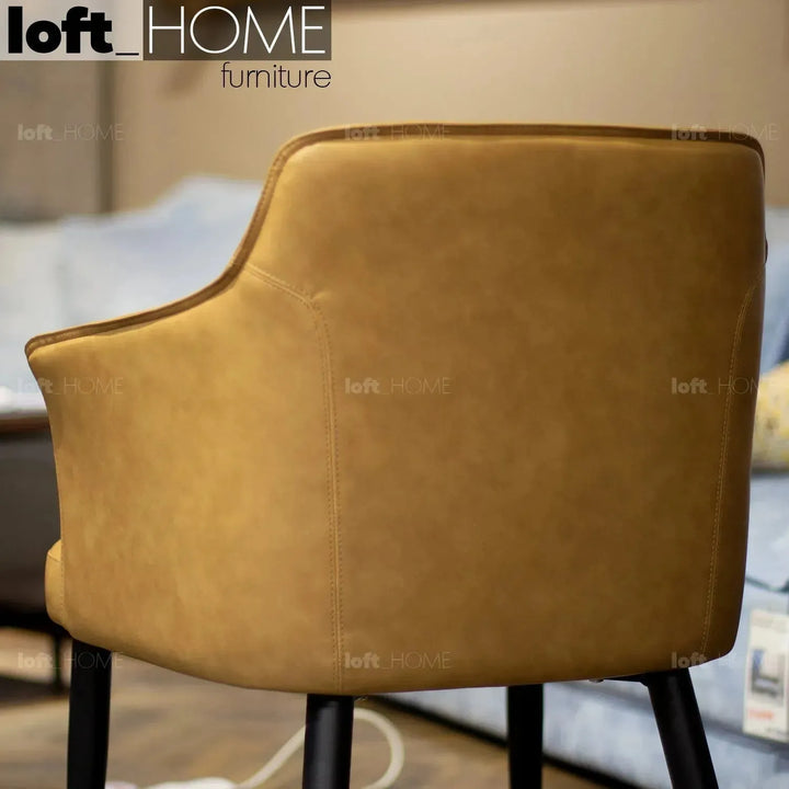Modern fabric and leather dining chair metal man n12 in panoramic view.