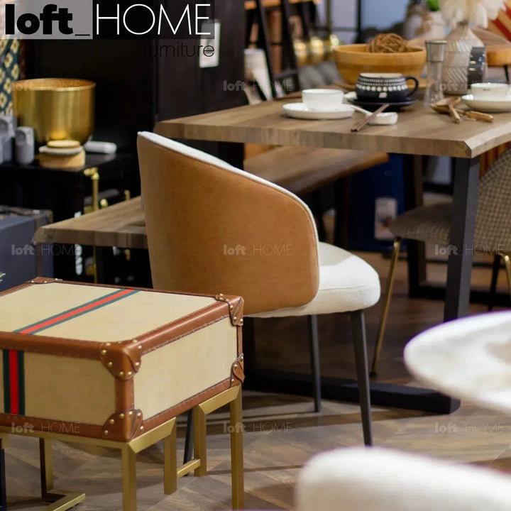 Modern fabric and leather dining chair metal man n13 environmental situation.