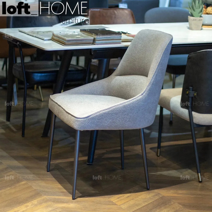 Modern fabric and leather dining chair metal man n14 primary product view.