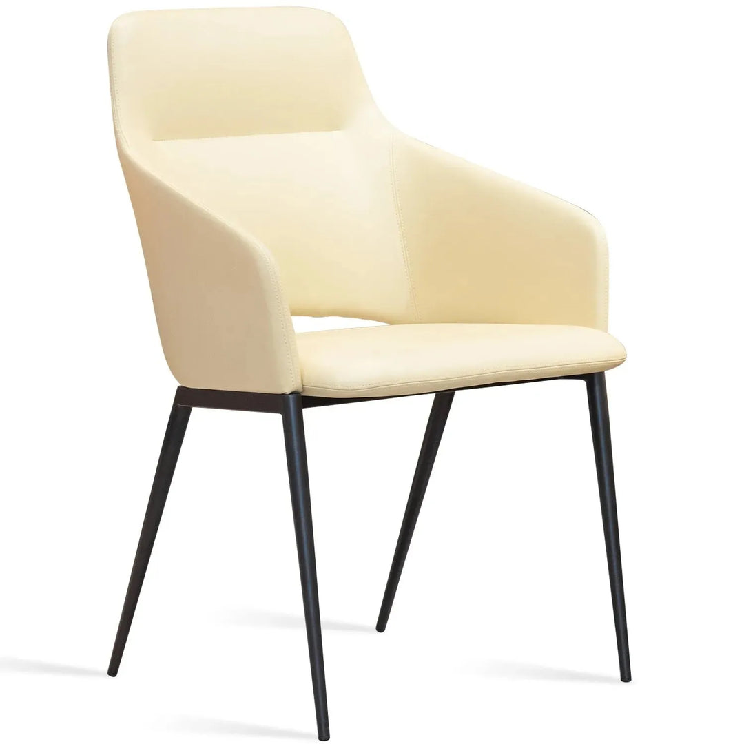 Modern fabric and leather dining chair metal man n17 in white background.