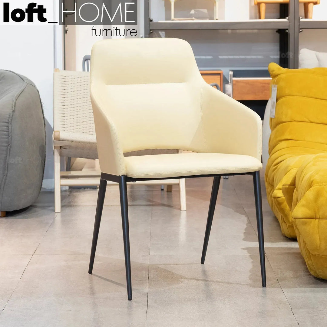 Modern fabric and leather dining chair metal man n17 primary product view.