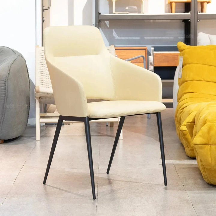 Modern fabric and leather dining chair metal man n17 in real life style.