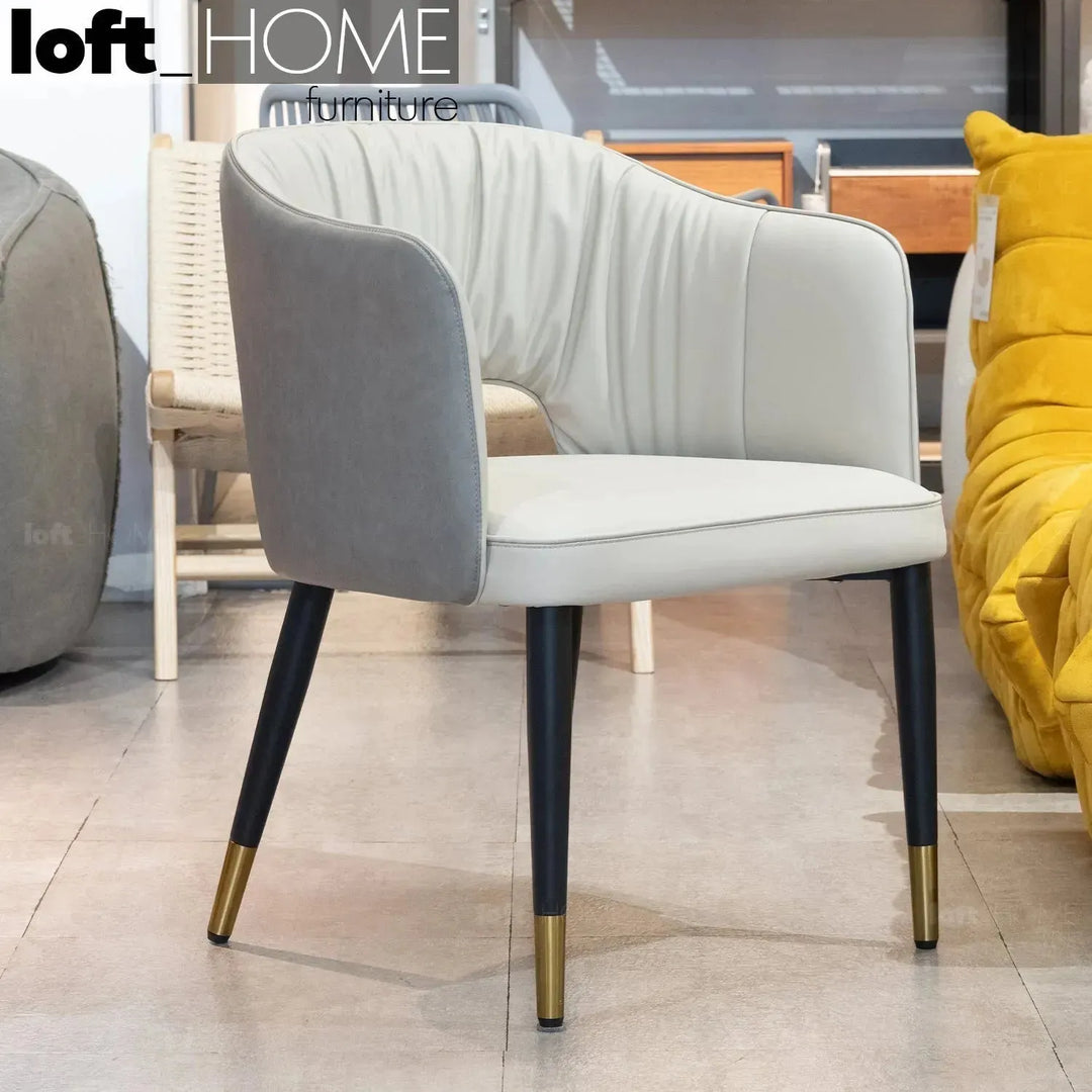 Modern fabric and leather dining chair metal man n18 primary product view.