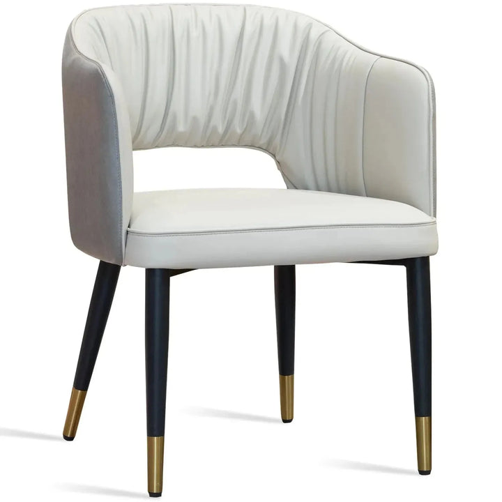 Modern fabric and leather dining chair metal man n18 in white background.