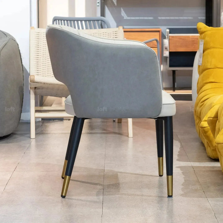 Modern fabric and leather dining chair metal man n18 in details.