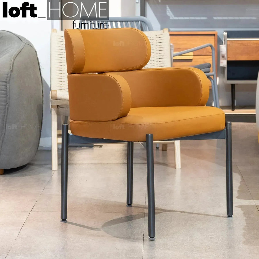 Modern fabric and leather dining chair metal man n19 primary product view.