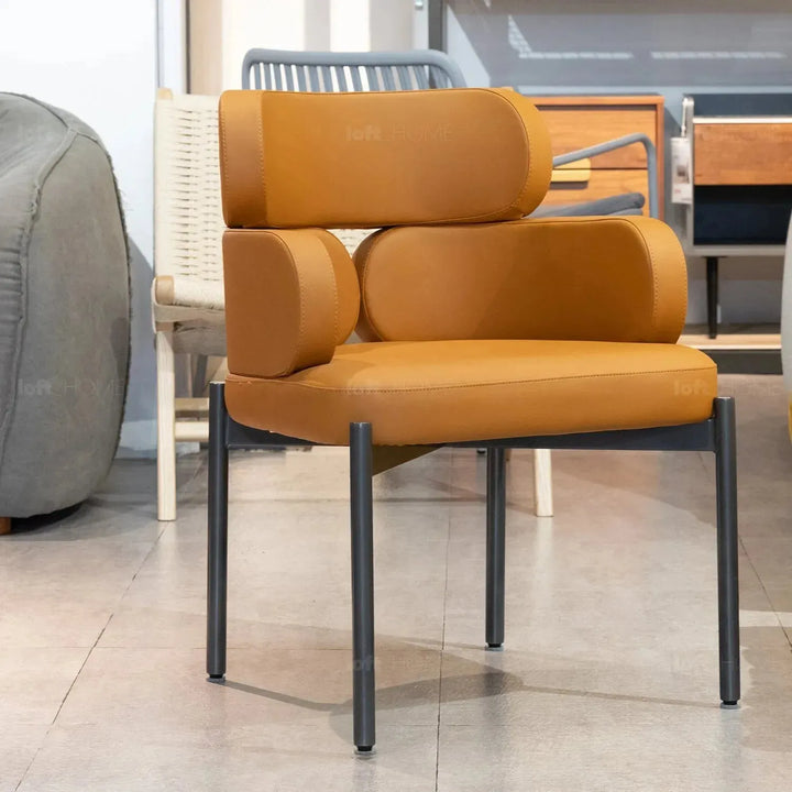 Modern fabric and leather dining chair metal man n19 in real life style.