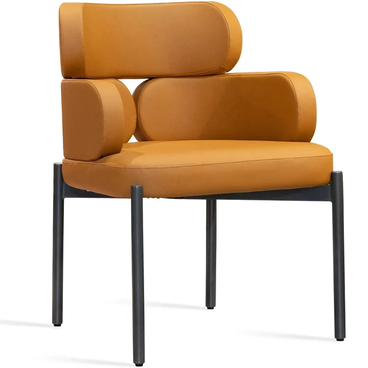 Modern fabric and leather dining chair metal man n19 in white background.