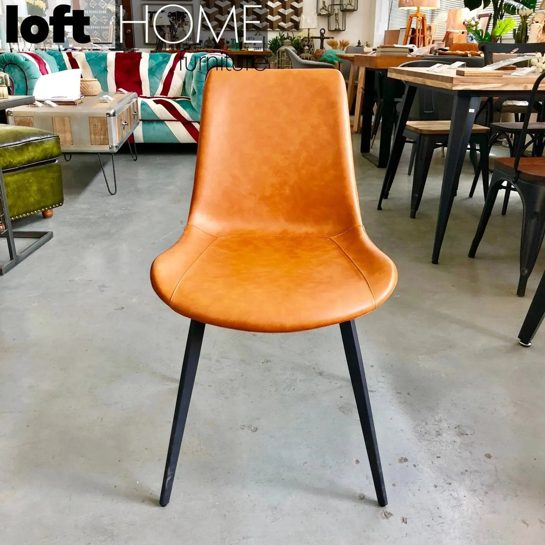 Modern fabric and leather dining chair metal man n1 with context.
