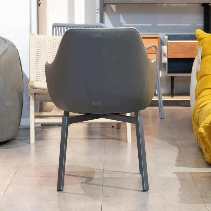 Modern fabric and leather dining chair metal man n20 in close up details.