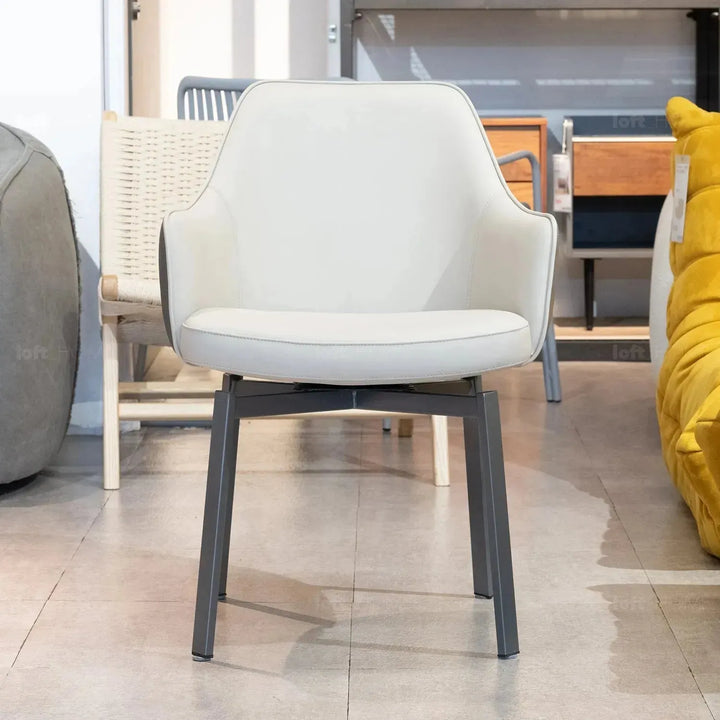 Modern fabric and leather dining chair metal man n20 with context.